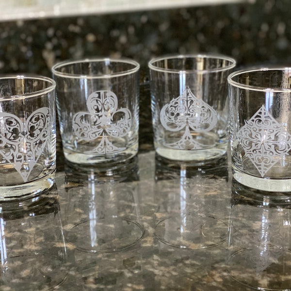 Glass Poker Card Drinking Glasses Etsy
