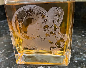 Big Horn Ram Decanter: Sand-Carved Mountain Scene, 30 oz