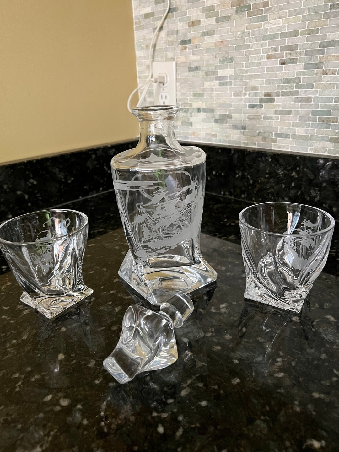 Kraken Decanter Kraken Gift Kraken and Pirate Ship Design Decanter With