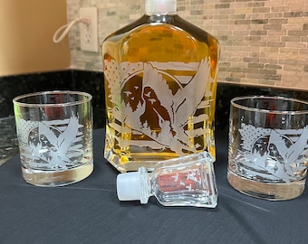 Duck Hunting Decanter: Sand-Carved Whiskey Decanter with Optional Glasses