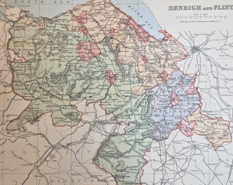 Denbigh and Flint - Original 1895 County Map