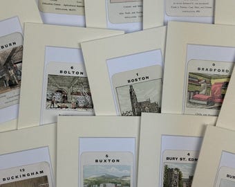 Original Vintage Counties of England Card in Mount - Cities & Towns A-B