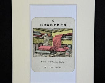 Bradford - Original Vintage Counties of England Card in Mount