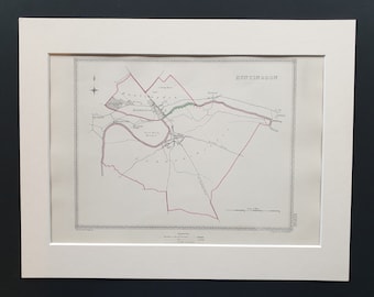 Huntingdon - Original 1835 map in mount
