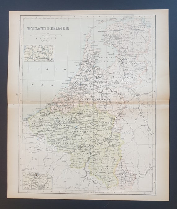 Holland and Belgium - Original 1898 map