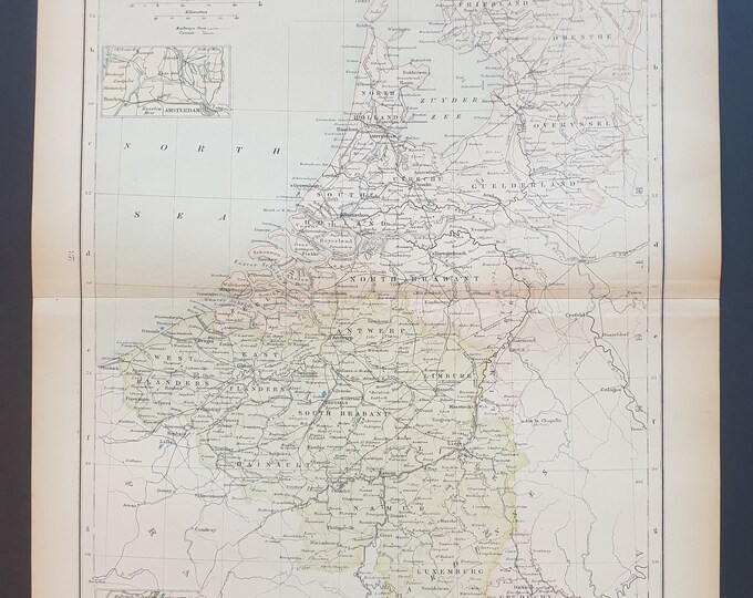 Holland and Belgium - Original 1898 map