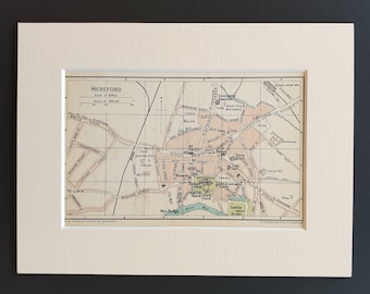 Hereford - Original 1930 map in mount