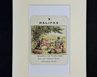 Halifax - Original Vintage Counties of England Card in Mount