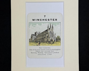 Winchester - Original Vintage Counties of England Card in Mount