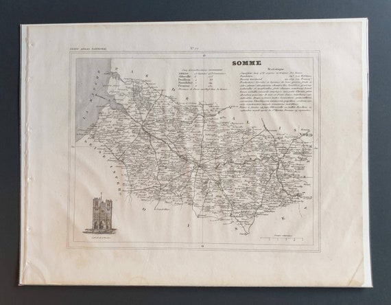 Original 1841 French department map - Somme