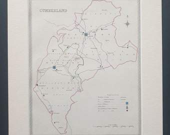 Cumberland - Original 1835 map in mount