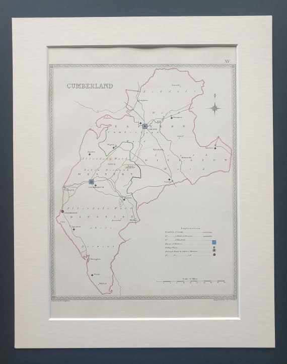 Cumberland - Original 1835 map in mount