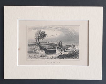 Winchester - Original c1842 engraving in mount