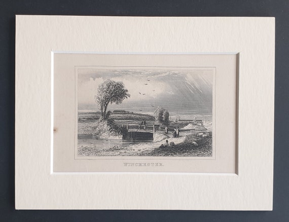 Winchester - Original c1842 engraving in mount