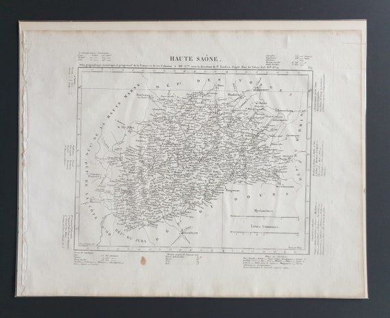 Original 1854 French department map - Haute Saone