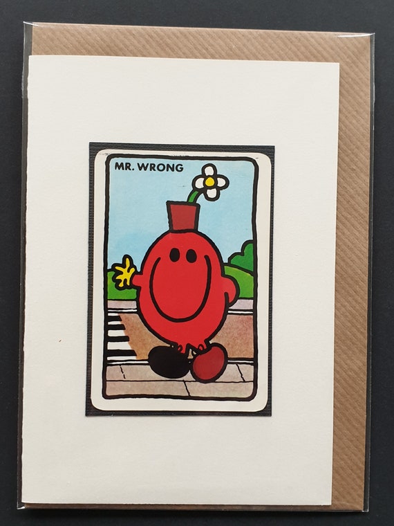 Mr Wrong - Original vintage Mr Men card