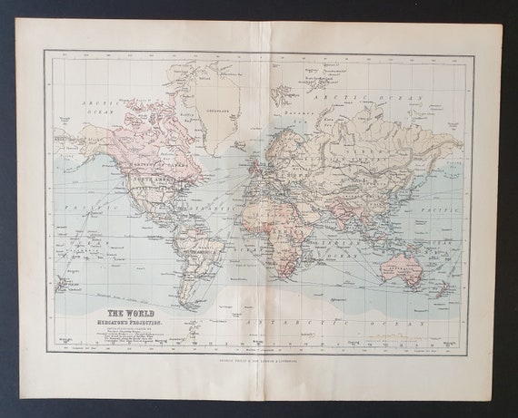 The World (Mercator's Projection) - Original 1902 map