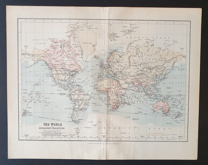 The World (Mercator's Projection) - Original 1902 map