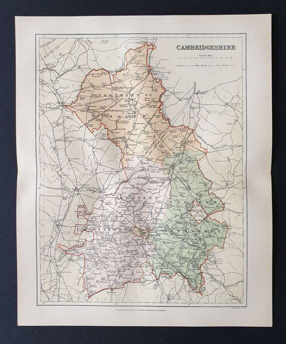 Cambridgeshire - Original 1895 County map