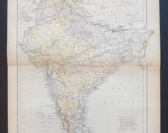India or Hindustan - Original 1898 map