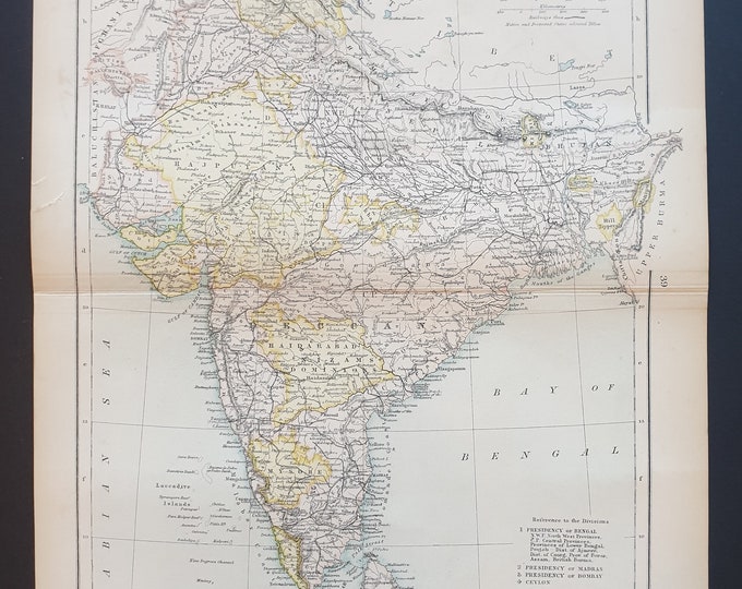 India or Hindustan - Original 1898 map