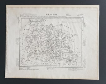 Puy de Dome - Original 1854 French department map
