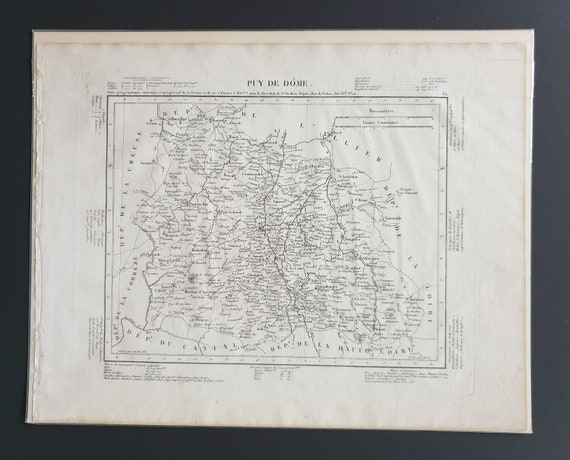 Original 1854 French department map - Puy de Dome