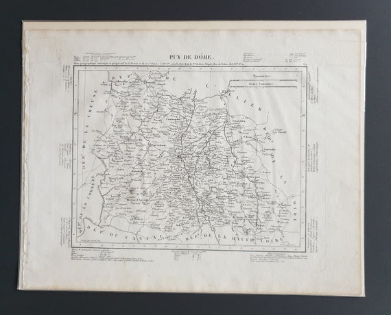 Original 1854 French department map - Puy de Dome