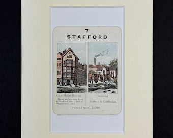 Stafford - Original Vintage Counties of England Card in Mount