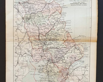 Antrim - Original c1890's Ireland County map