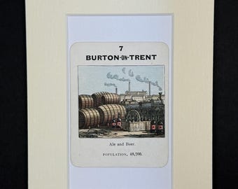 Burton-On-Trent - Original Vintage Counties of England Card in Mount
