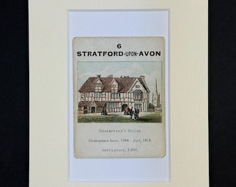 Stratford-Upon-Avon - Original Vintage Counties of England Card in Mount
