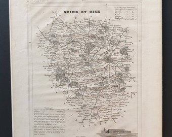 Seine et Oise - Original 1841 French department map
