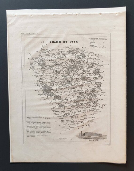 Original 1841 French department map - Seine et Oise