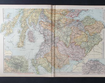 Scotland South - Original 1900 Large Antique map