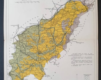 Northamptonshire - Original 1904 Antique County Geology map