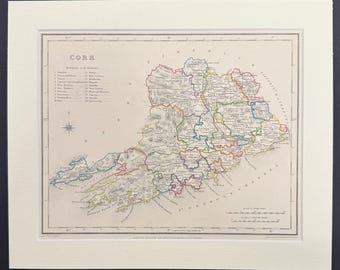 Cork - Original 1850 Hand Coloured Map