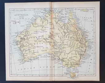 Physical map of Australia - Original 1898 map