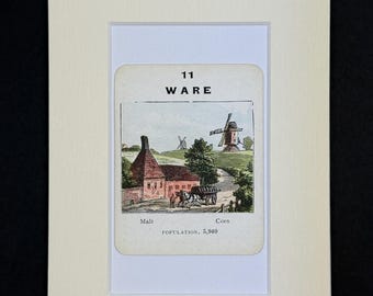 Ware - Original Vintage Counties of England Card in Mount