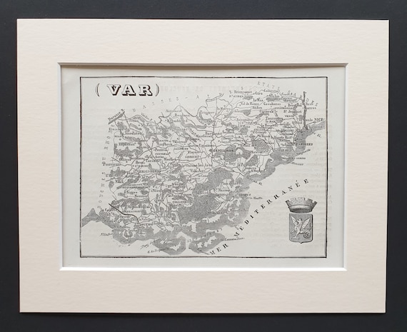 Var - Original 1865 map in mount