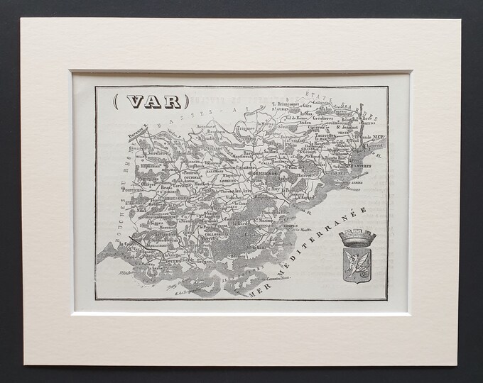 Var - Original 1865 map in mount