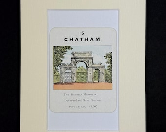 Chatham - Original Vintage Counties of England Card in Mount