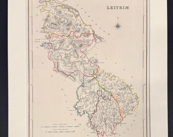 Leitrim - Original 1850 Hand Coloured Map