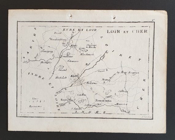 Loir et Cher - Original 1815 small French Department map