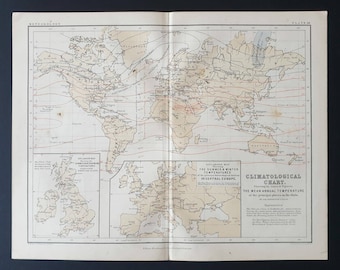 Climatological Chart of the Principal Places on the Globe - Original 1877 map