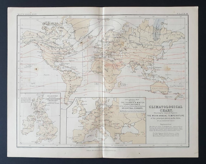 Original 1877 map - Climatological Chart of the Principal Places on the Globe
