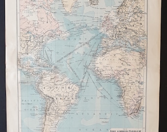 The Atlantic Ocean - Original 1902 map
