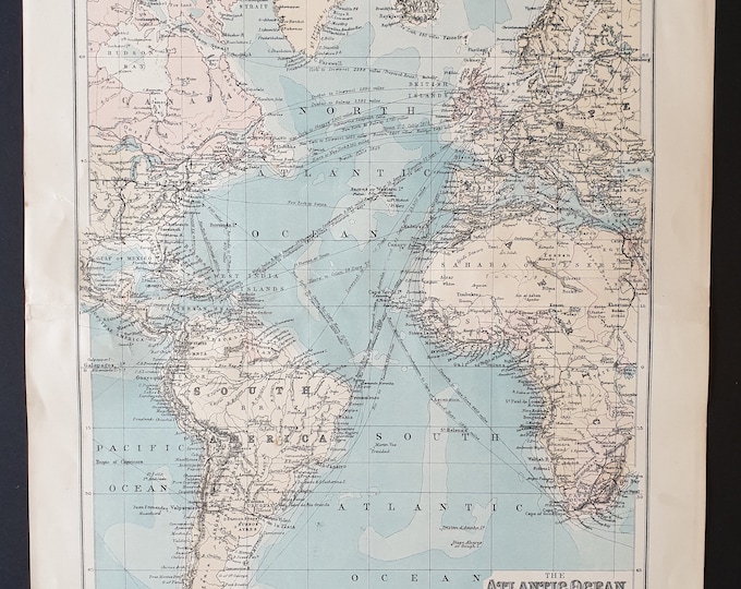The Atlantic Ocean - Original 1902 map