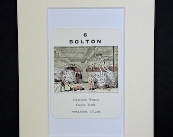 Bolton - Original Vintage Counties of England Card in Mount