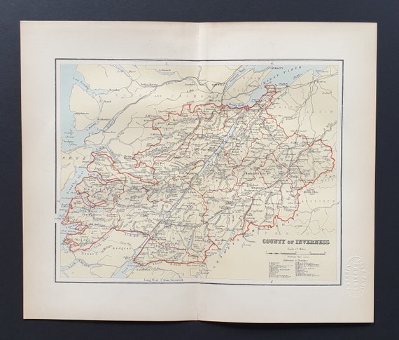 County of Inverness - Original 1897 County map of Scotland